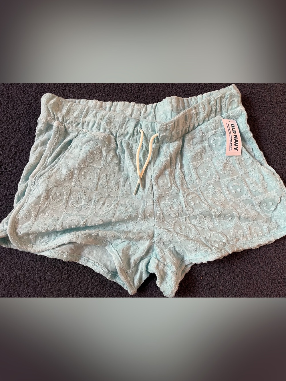 Old Navy Light Blue Terry Cloth Lounge Shorts with Drawstring